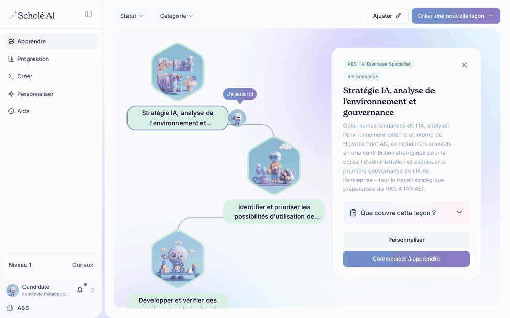 Le cours ABS dans Scholé: parcours et contenu des leçons